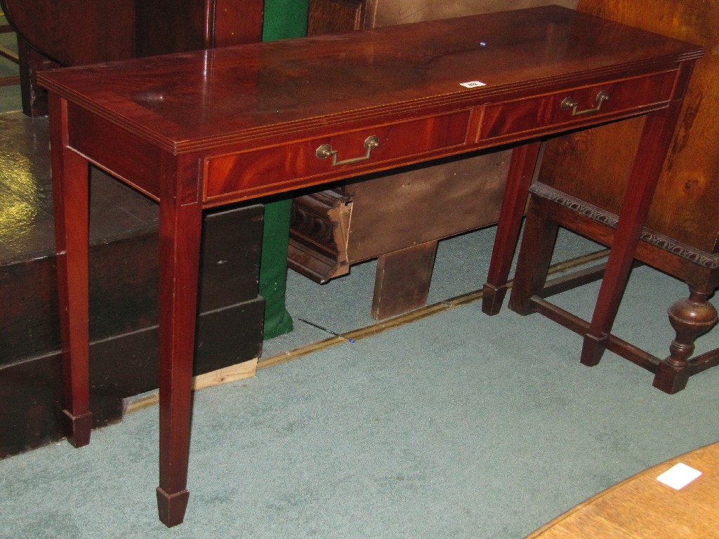 Appraisal: Mahogany two drawer hall table