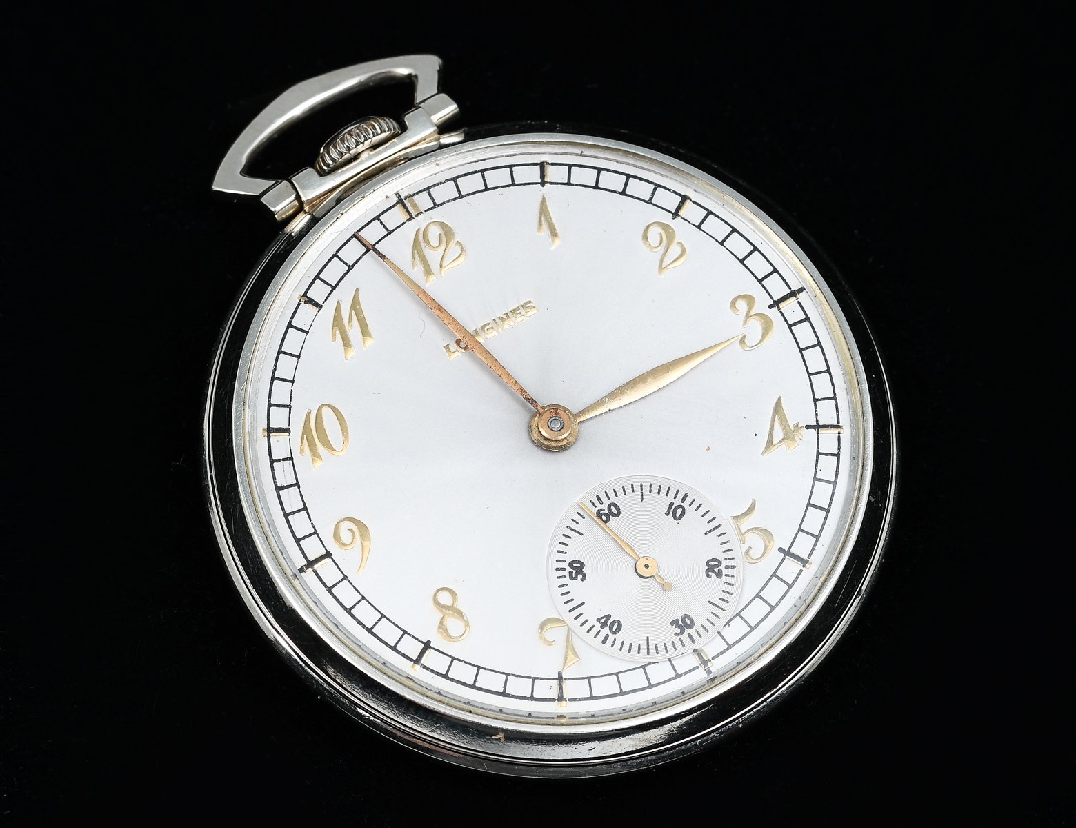 Appraisal: K LONGINES OPEN FACE POCKET WATCH K white gold Longines