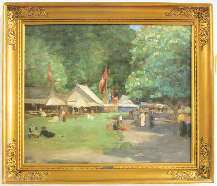 Appraisal: KRISTIAN MOHL-HANSEN OIL ON CANVAS Denmark - Dyrehavsbakken Amusement Park