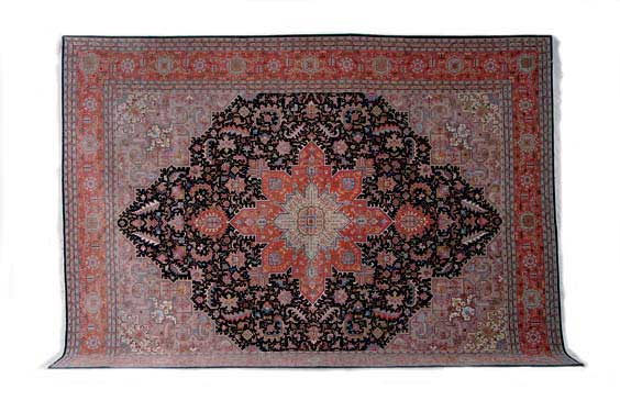 Appraisal: SILK AND WOOL PERSIAN RUG Fine silk and wool Persian