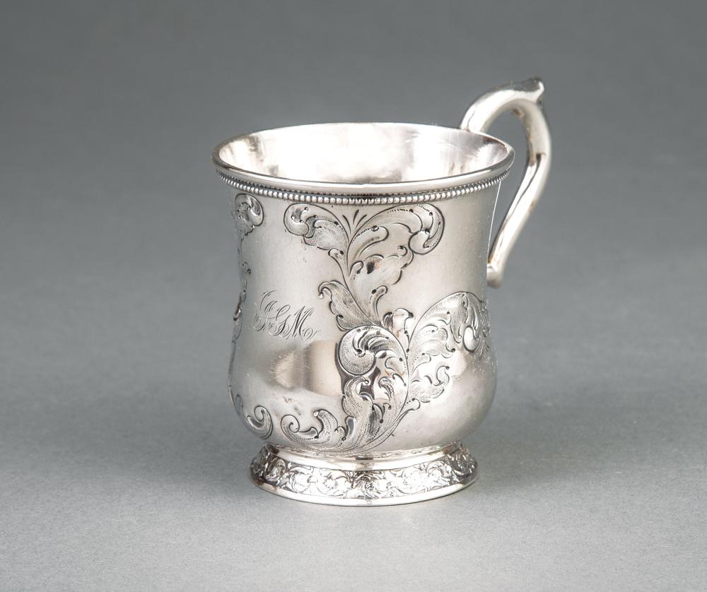 Appraisal: New Orleans Coin Silver Repousse Christening Cup Adolphe Himmel for