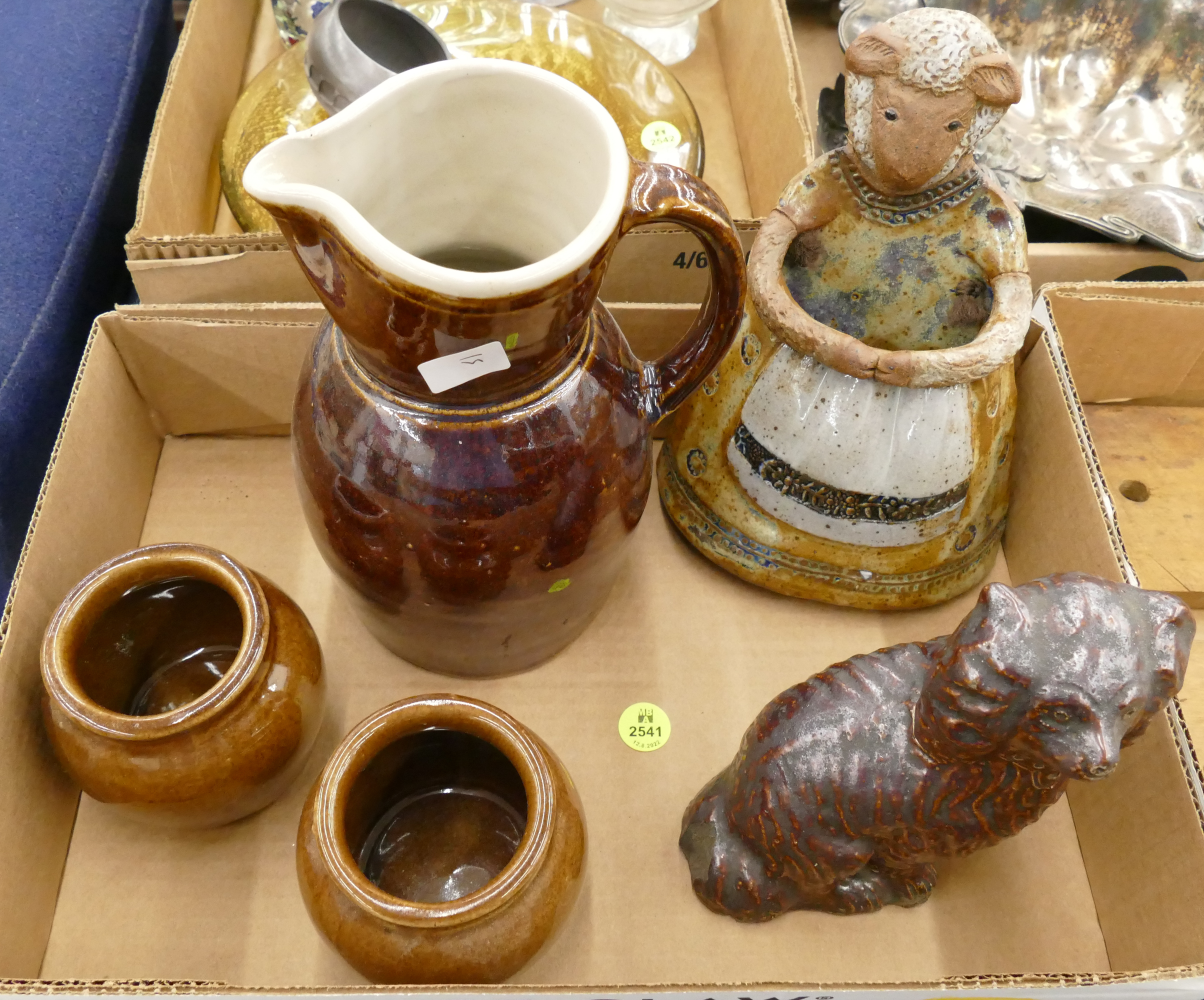 Appraisal: Box Brown Stoneware Items