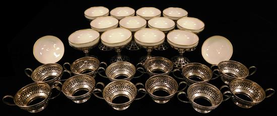 Appraisal: STERLING Sterling pedestals and bouillion holders twenty four-pieces Twelve pedestals