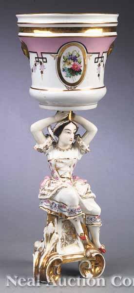 Appraisal: An Antique French Porcelain Figural Centerpiece mid- th c the