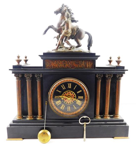 Appraisal: CLOCK Classical Revival mantle clock retailed by J E Caldwell