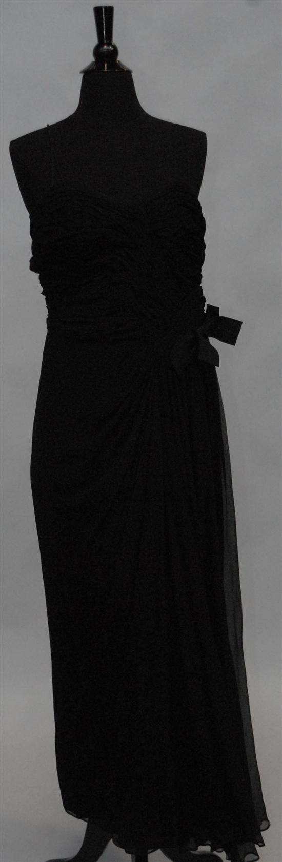 Appraisal: MARILYN MONROE BLACK CHIFFON EVENING GOWN With pleated criss-cross bodice