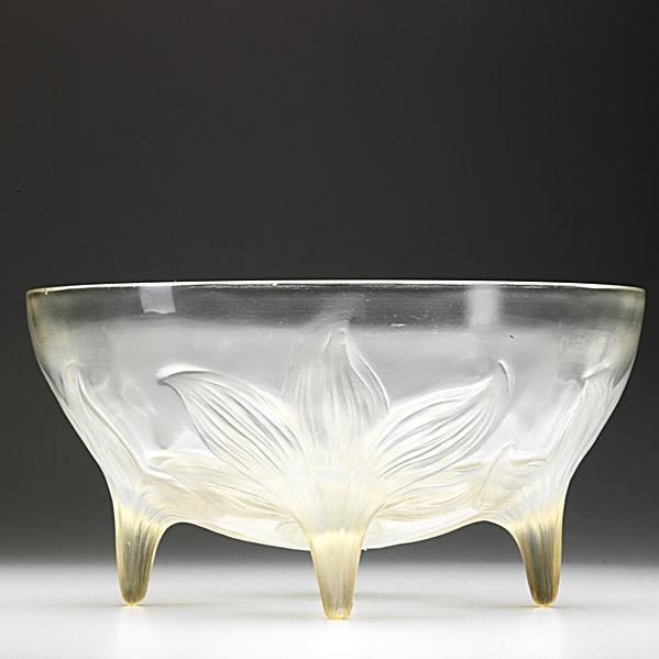 Appraisal: LALIQUE Lys footed bowl in clear and opalescent glass ca