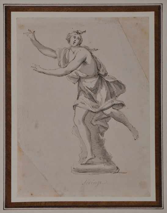 Appraisal: ITALIAN SCHOOL STUDY FOR A SCULPTURE OF SYRINX Pen brown