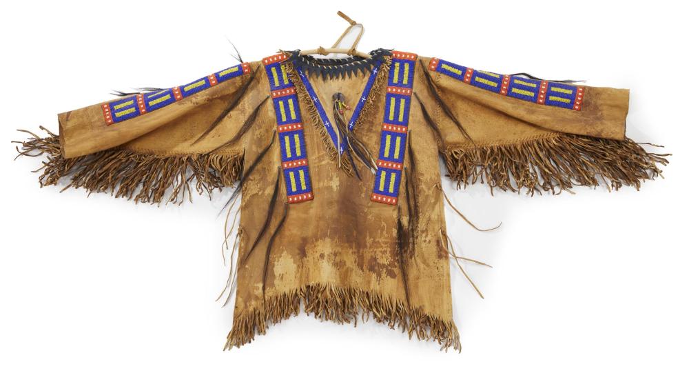 Appraisal: A Sioux beaded hide war shirt Second-Half th Century A