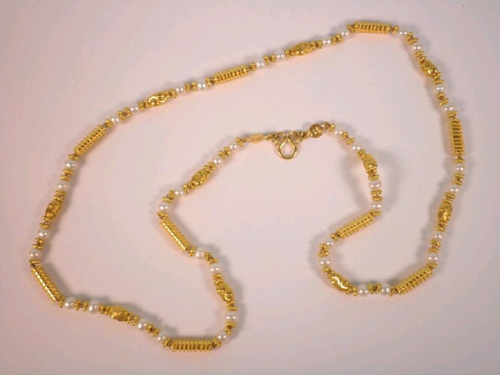 Appraisal: An Asian pearl bead and bar necklace marked g all