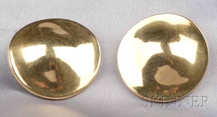 Appraisal: kt Gold Disc Earclips Robert Lee Morris c dwt lg