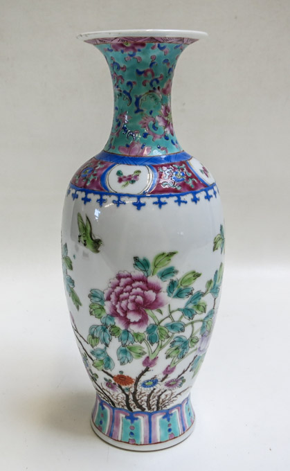 Appraisal: CHINESE HAND ENAMELED PORCELAIN VASE amphora form with flared rim