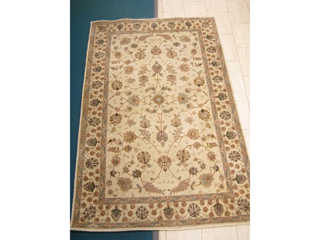 Appraisal: A modern silk and wool Rug of bordered design with