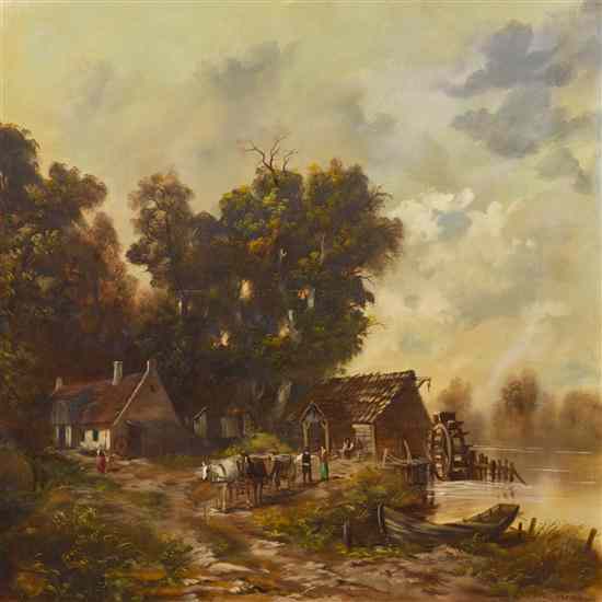 Appraisal: H P Uhlmann th century River Mill oil on canvas