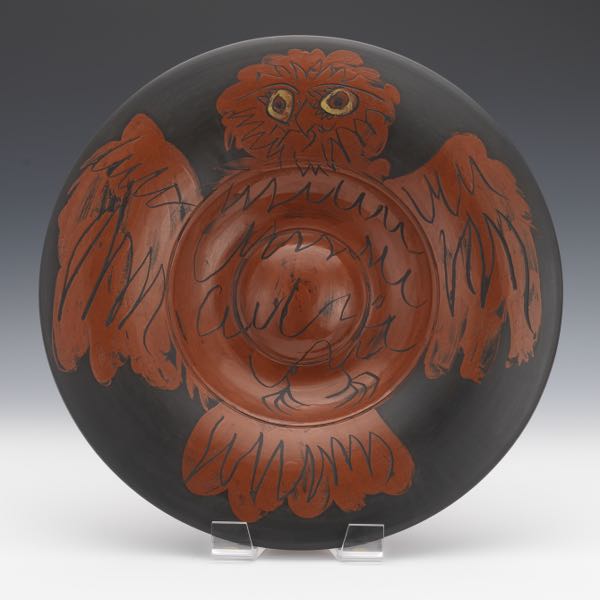 Appraisal: PABLO PICASSO SPANISH - x Red owl on black ground