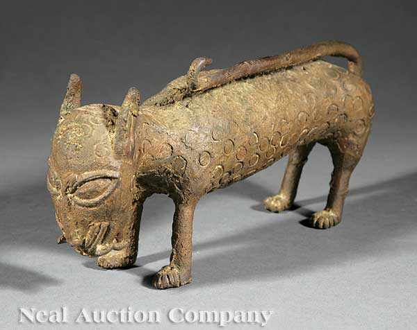 Appraisal: A Nigerian Benin-Style Bronze Figure of a Spotted Leopard the