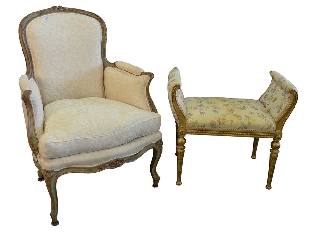 Appraisal: Two French Pieces to include Louis XV style bergere in