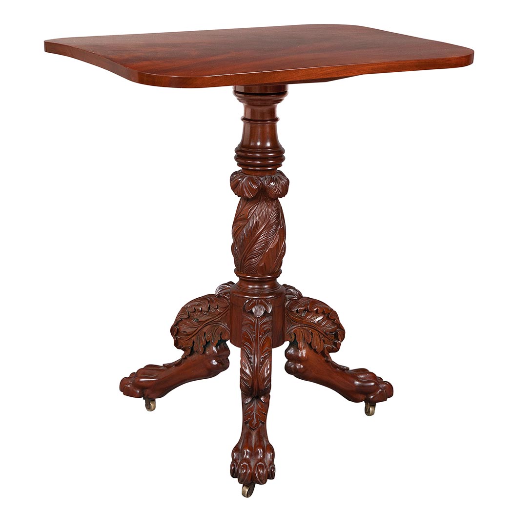 Appraisal: Classical Mahogany Tilt-Top Table Circa The rectangular top with rounded