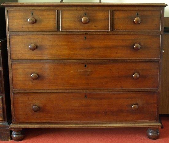 Appraisal: An early Victorian mahogany chest of three long and three