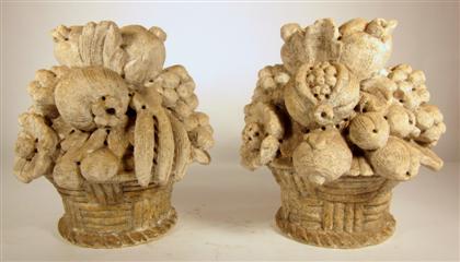 Appraisal: Pair of Continental carved stone garden finials Each carved as