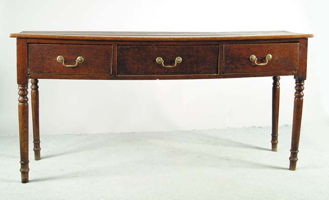 Appraisal: ANTIQUE THREE DRAWER OAK SIDEBOARD Rectangular form having three side