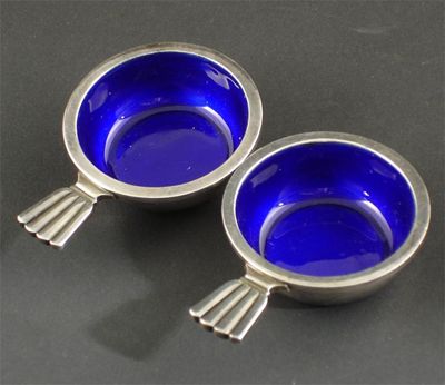 Appraisal: A pair of Georg Jensen silver and blue enamel salts