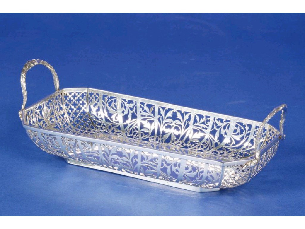 Appraisal: A TWO HANDLED BASKET of shaped rectangular form with cast