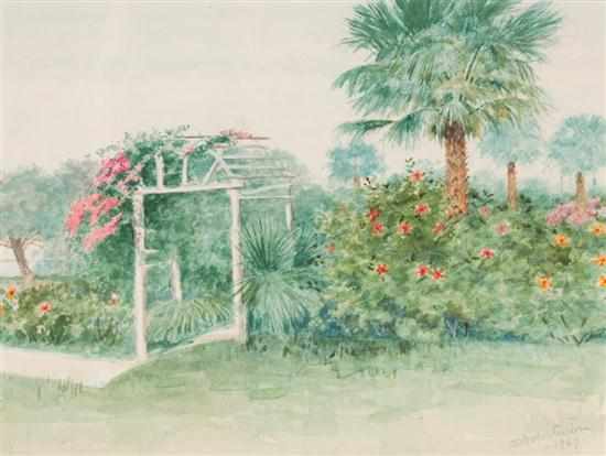 Appraisal: Dwight W Huntington American - ''White Arbor'' watercolor on paper