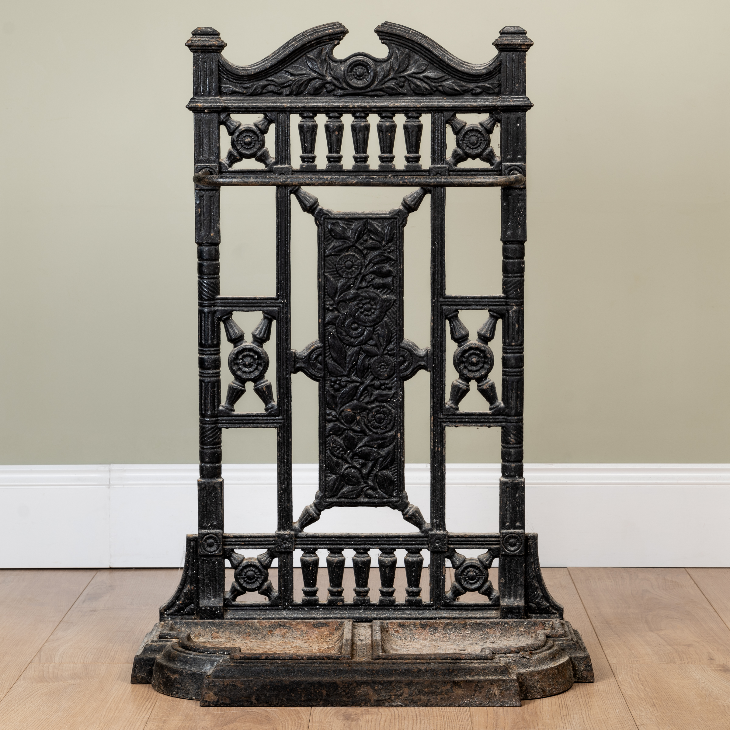 Appraisal: A Victorian Coalbrookdale style cast iron stick stand with aesthetic