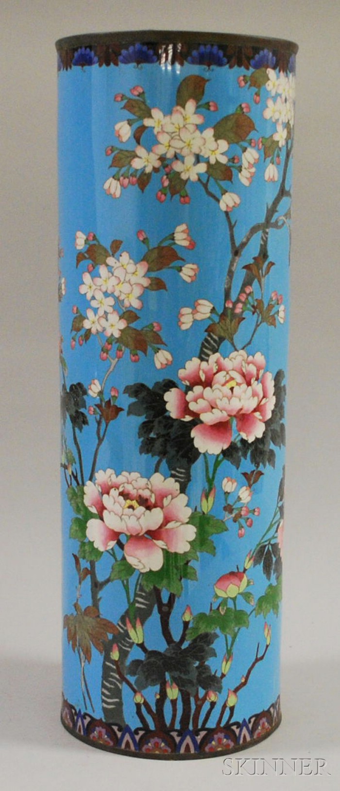 Appraisal: Japanese Cloisonne Umbrella Stand damage ht in Vertical cracks and