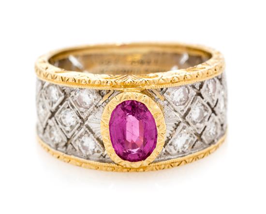 Appraisal: Sale Lot An Karat Bicolor Gold Pink Tourmaline and Diamond