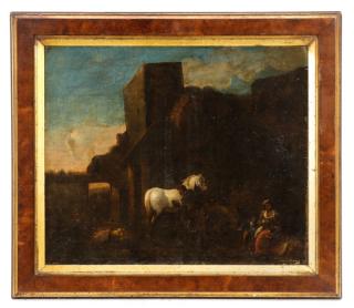 Appraisal: Italian School Capriccio with White Horse Oil Italian School th