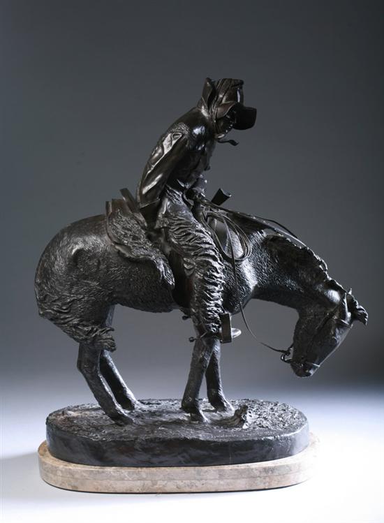 Appraisal: AFTER FREDERIC REMINGTON END OF THE TRAIL bronze - Height