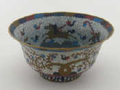 Appraisal: Chinese cloisonne bowl depicting 'horses of Muwang' cm diam x