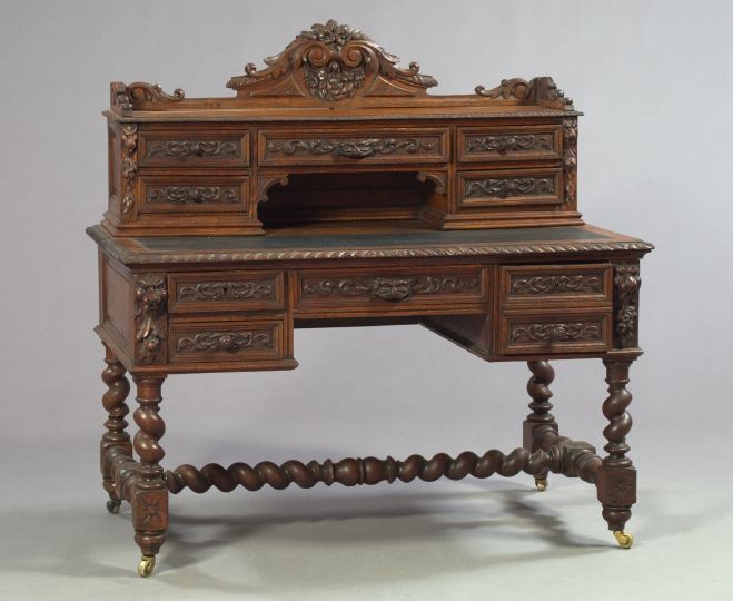 Appraisal: Late Victorian Carved Oak Desk in the Jacobean revival style