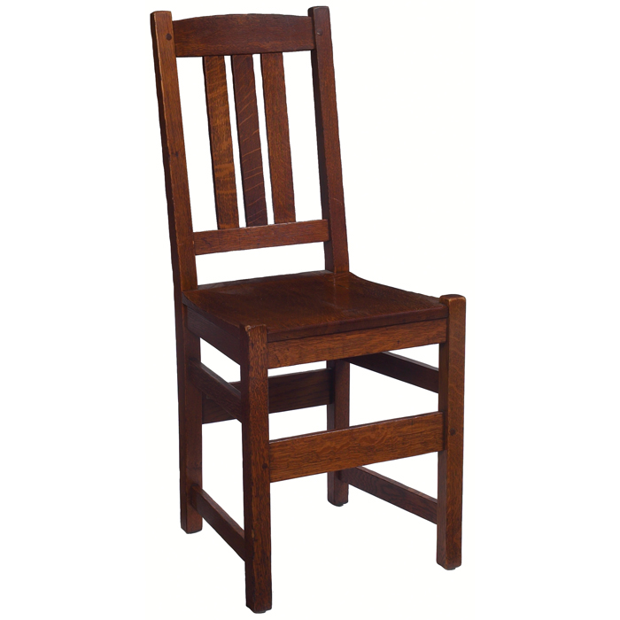 Appraisal: L and JG Stickley side chair three vertical slats to