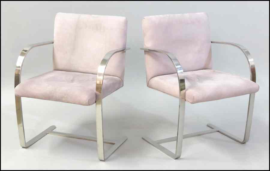 Appraisal: PAIR OF MIES VAN DER ROHE FLAT BAR BRNO CHAIRS