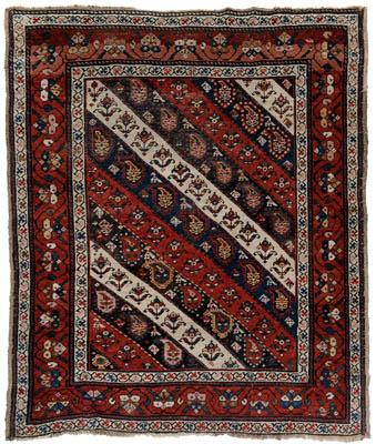 Appraisal: Persian rug central field with repeating diagonal designs floral quadruped