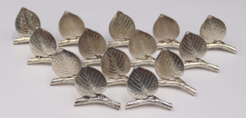 Appraisal: STERLING Tiffany Co Sterling Leaf Place Card Holders Signed Tiffany