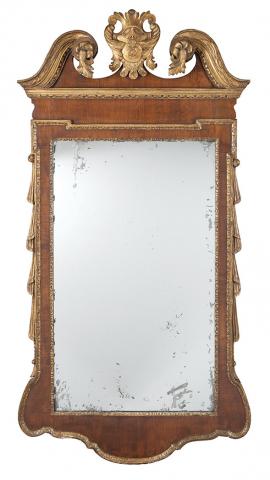 Appraisal: George II Parcel Gilt Walnut Mirror The rectangular mirror plate