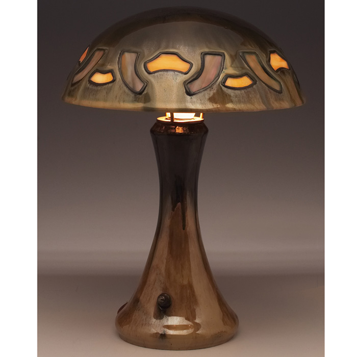 Appraisal: Good Fulper Mushroom lamp shape L pottery shade and base