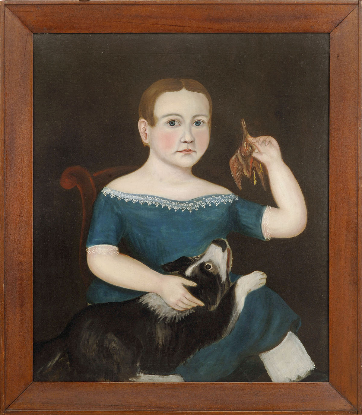 Appraisal: NINETEENTH CENTURY AMERICAN PRIOR-HAMBLIN SCHOOL FOLK PORTRAIT OF BOY WITH