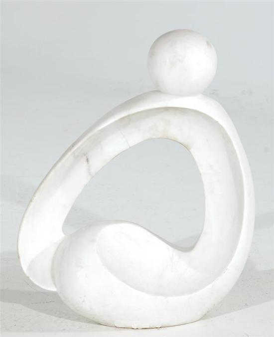 Appraisal: Continental school th century ABSTRACT IN WHITE carved white marble