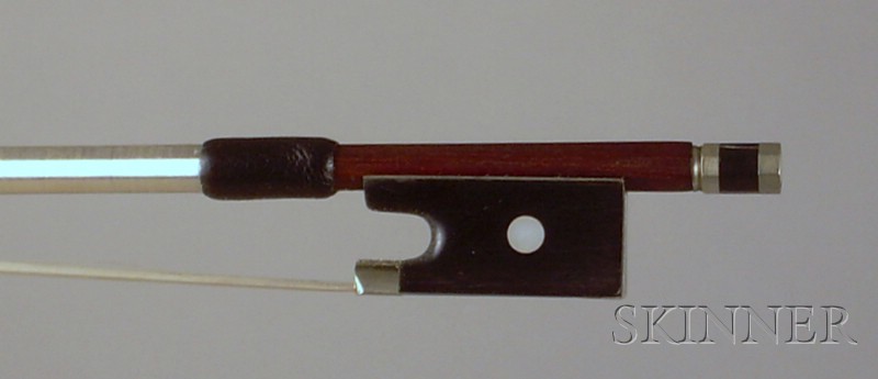 Appraisal: French Nickel Mounted Violin Bow the round stick unstamped weight