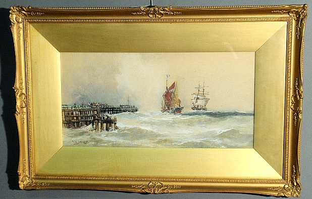 Appraisal: Mason Frank Henry UK - gouache painting of two ships