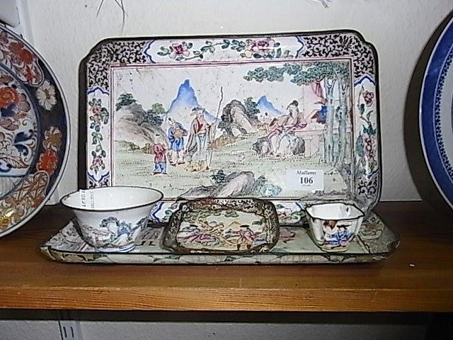 Appraisal: A COLLECTION OF FIVE PIECES OF EARLY CHINESE ENAMEL WARE