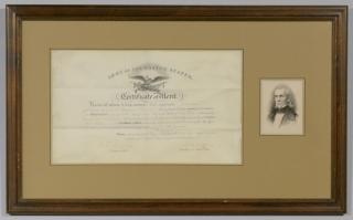 Appraisal: President James K Polk Signed Certificate of Merit James K