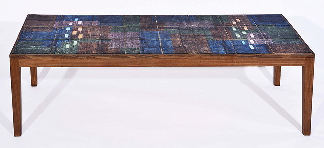 Appraisal: A Danish teak s coffee table inset multicoloured abstract tiles