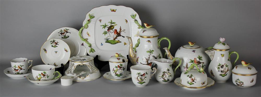 Appraisal: HEREND 'ROTHSCHILD BIRD' PATTERN PART TEA AND COFFEE SERVICE SIXTY-EIGHT