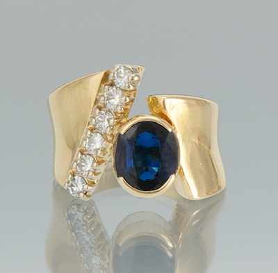 Appraisal: A Ladies' Sapphire and Diamond Ring k yellow gold custom